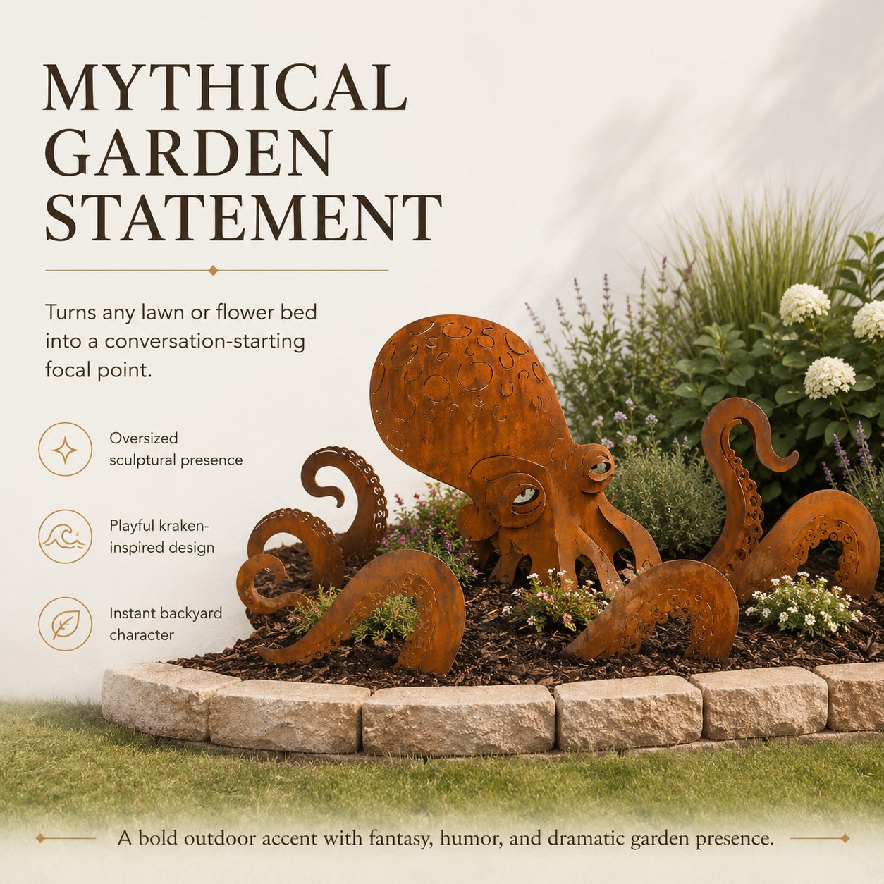 🔥Last Day 50% OFF🔥- 🐙Rust Patina Giant Squid Garden Sculpture