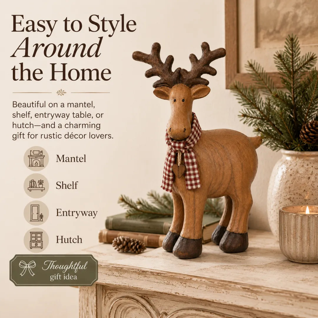 Rustic Farmhouse Reindeer Figurine