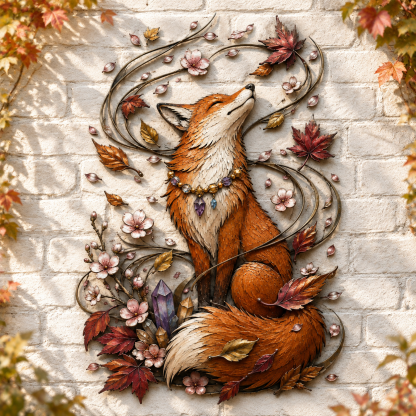 Enchanted Autumn Fox Metal Wall Decor
