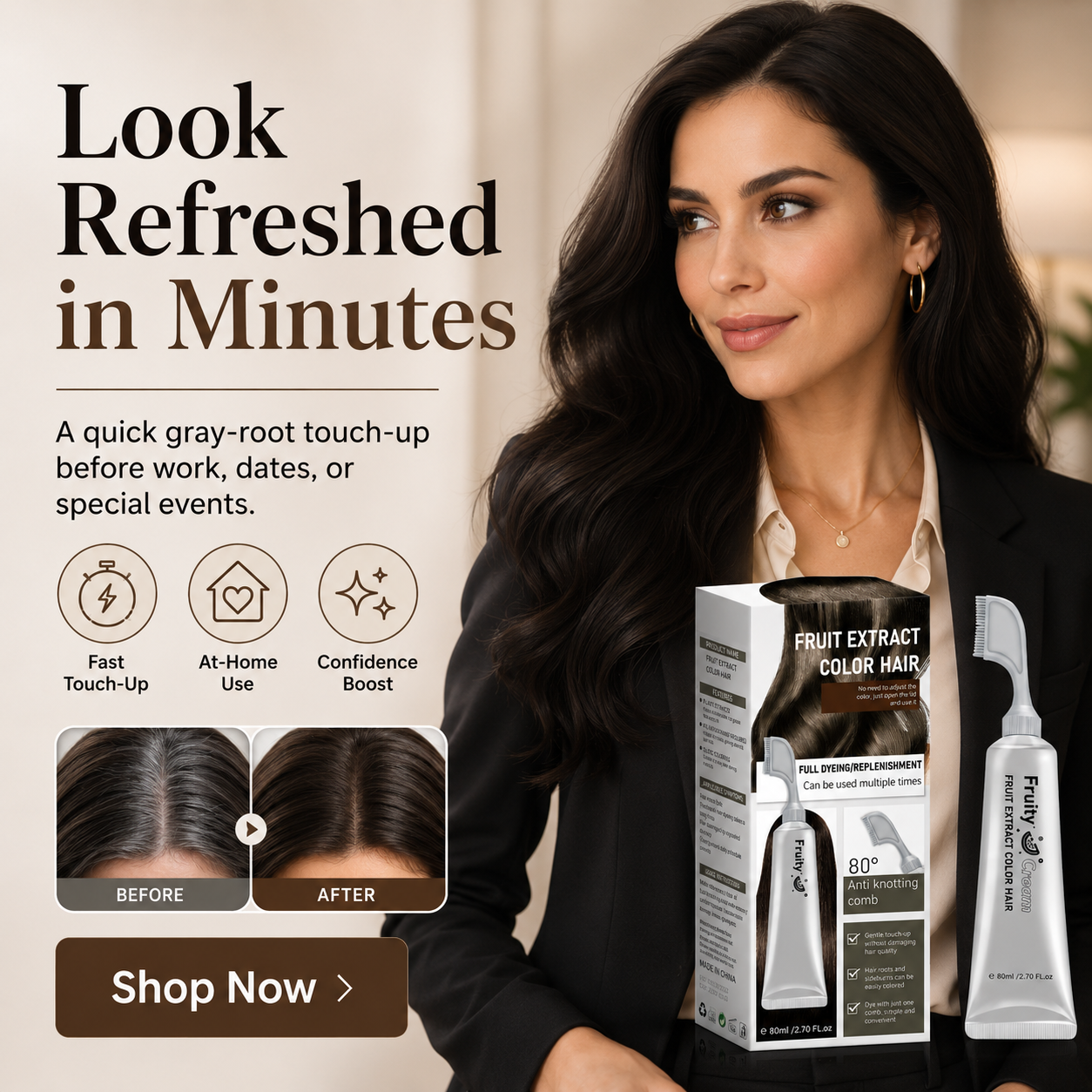 15-Minute No-Mix Hair Color Comb for Gray Coverage🛒