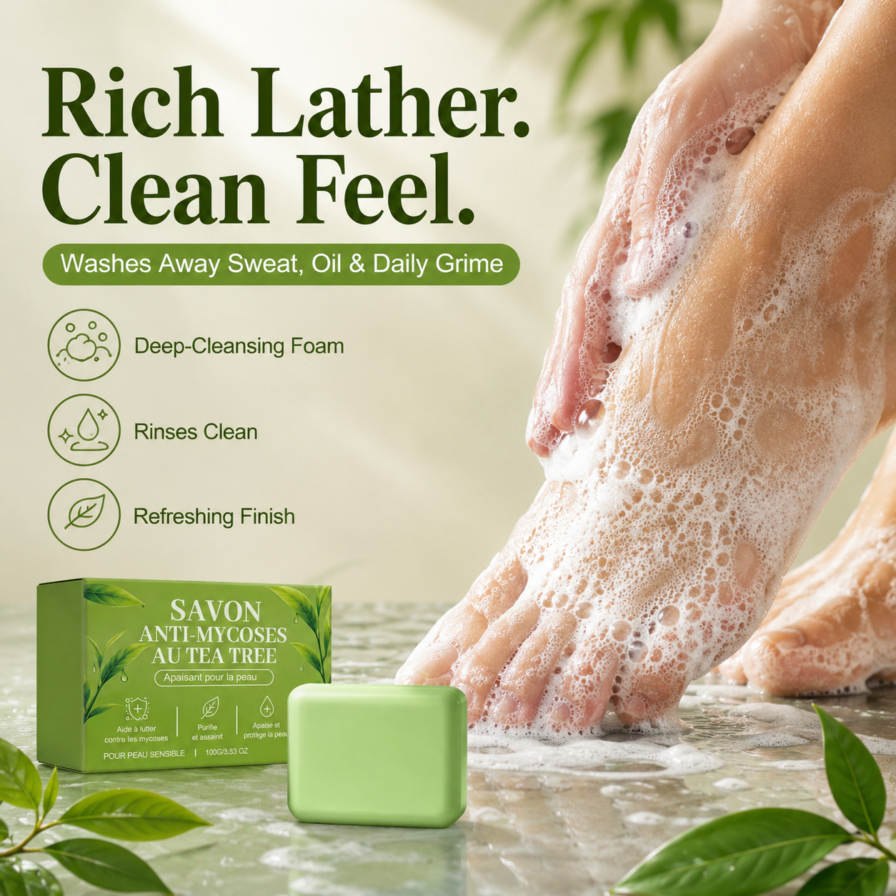 🌿 Tea Tree Deep-Cleansing Soap for Feet & Body 🧼🛒
