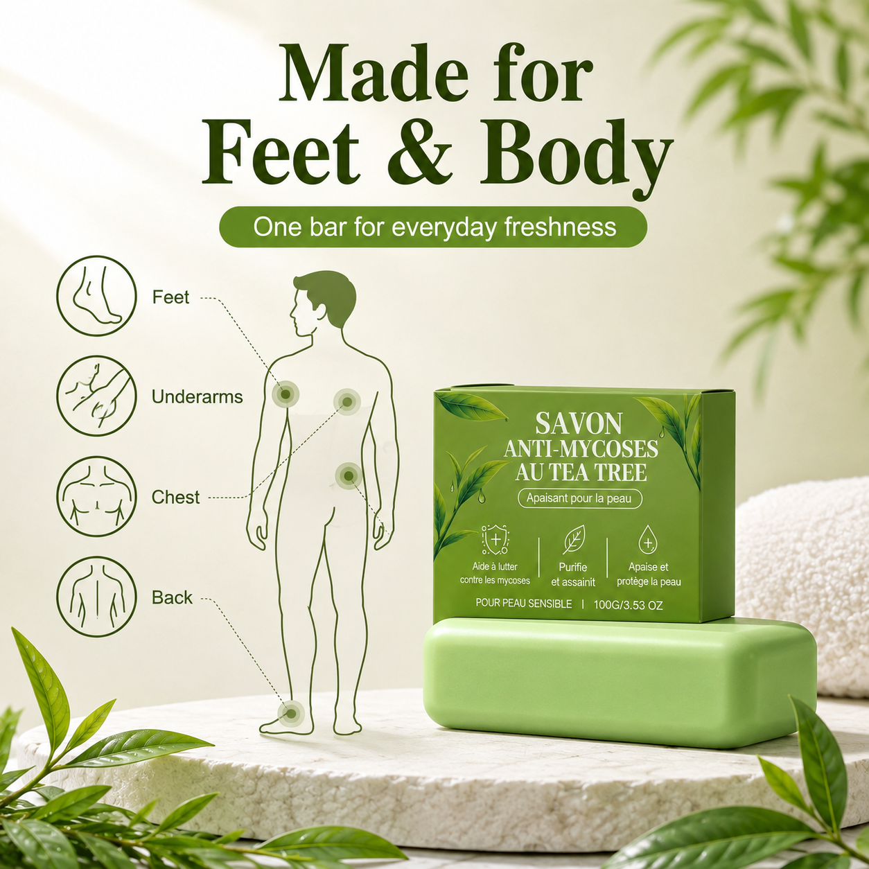 🌿 Tea Tree Deep-Cleansing Soap for Feet & Body 🧼🛒
