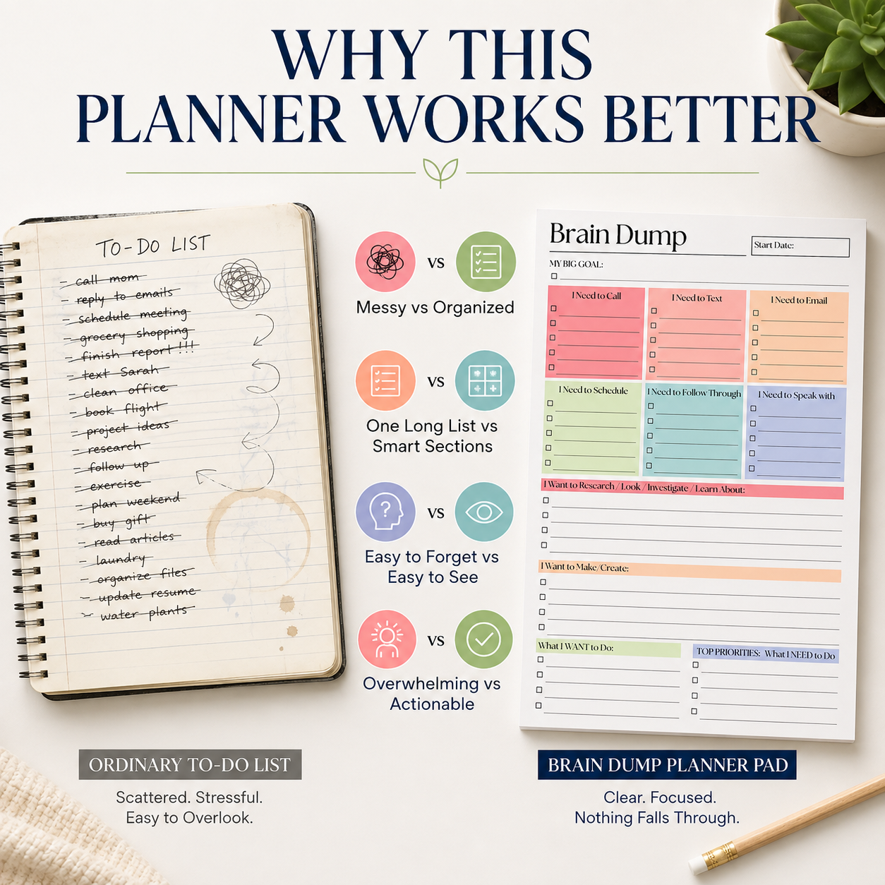 🧠 Brain Dump Planner Pad — Organize Tasks, Priorities & Ideas on One Page ✍️🛒