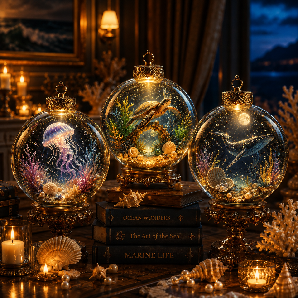 💙✨Ocean Series Illuminated 3D Model Decorations