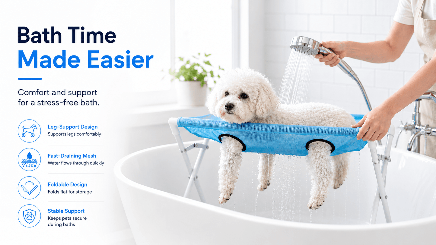 Foldable Pet Grooming Hammock Stand for Cats & Dogs
