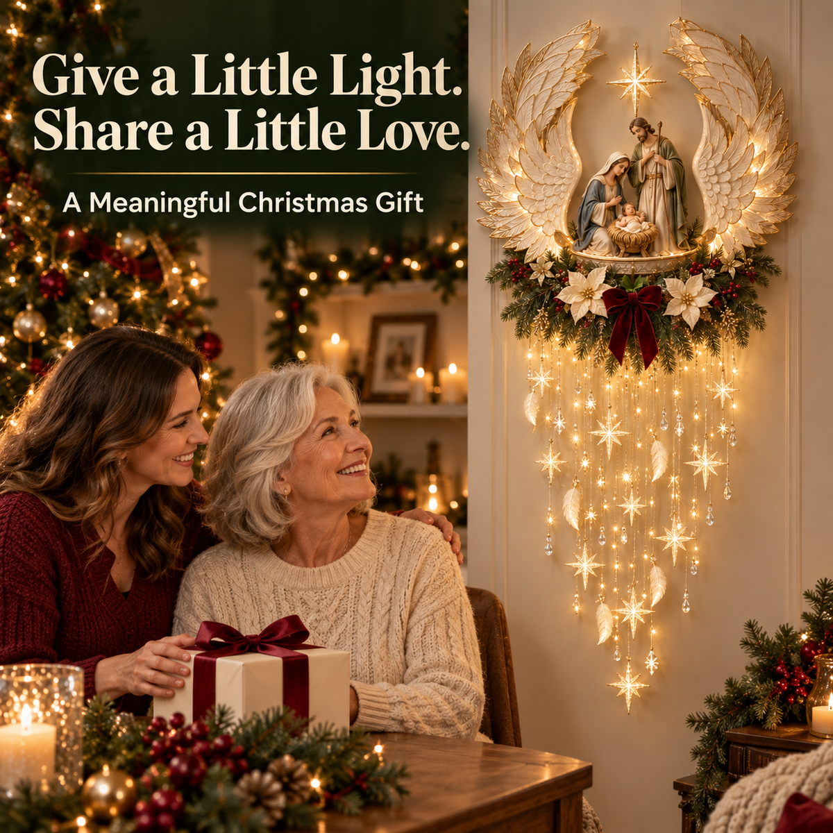 🔥Last Day 70% OFF✝️🪽 Angel’s Embrace Nativity Wall Light – A Meaningful Christmas Glow🎄