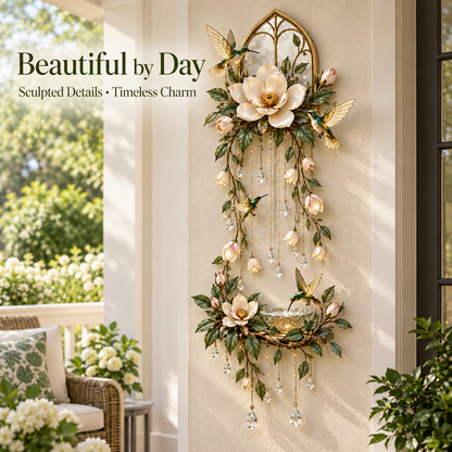 🐦Last Day 49% OFF🪷Moonlit Magnolia™ Hummingbird Lightfall Wall Décor – A Garden That Glows Day & Night