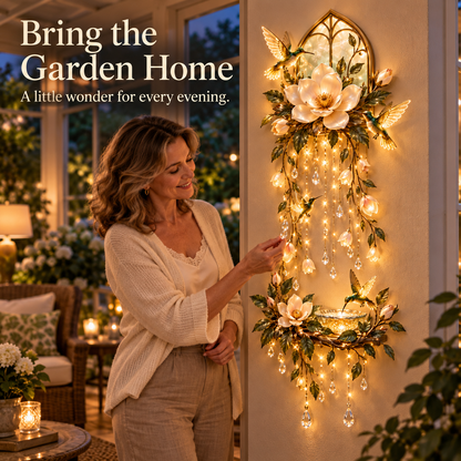 🐦Last Day 49% OFF🪷Moonlit Magnolia™ Hummingbird Lightfall Wall Décor – A Garden That Glows Day & Night