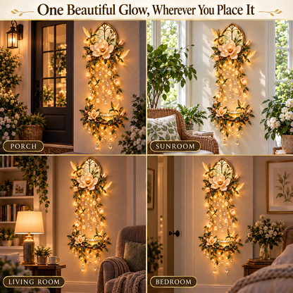 🐦Last Day 49% OFF🪷Moonlit Magnolia™ Hummingbird Lightfall Wall Décor – A Garden That Glows Day & Night