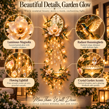 🐦Last Day 49% OFF🪷Moonlit Magnolia™ Hummingbird Lightfall Wall Décor – A Garden That Glows Day & Night