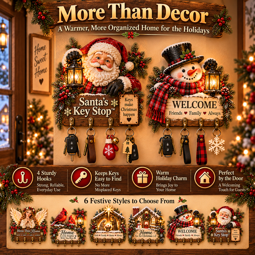 ⭐Welcome Key Holder™– Lighted Christmas Entryway Wall Decor