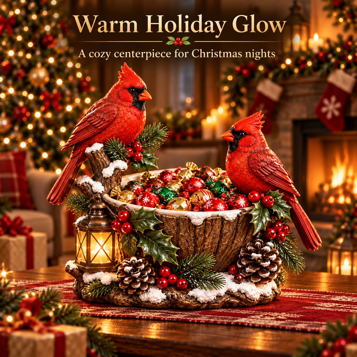 Cardinal Christmas Treat Bowl warm holiday glow