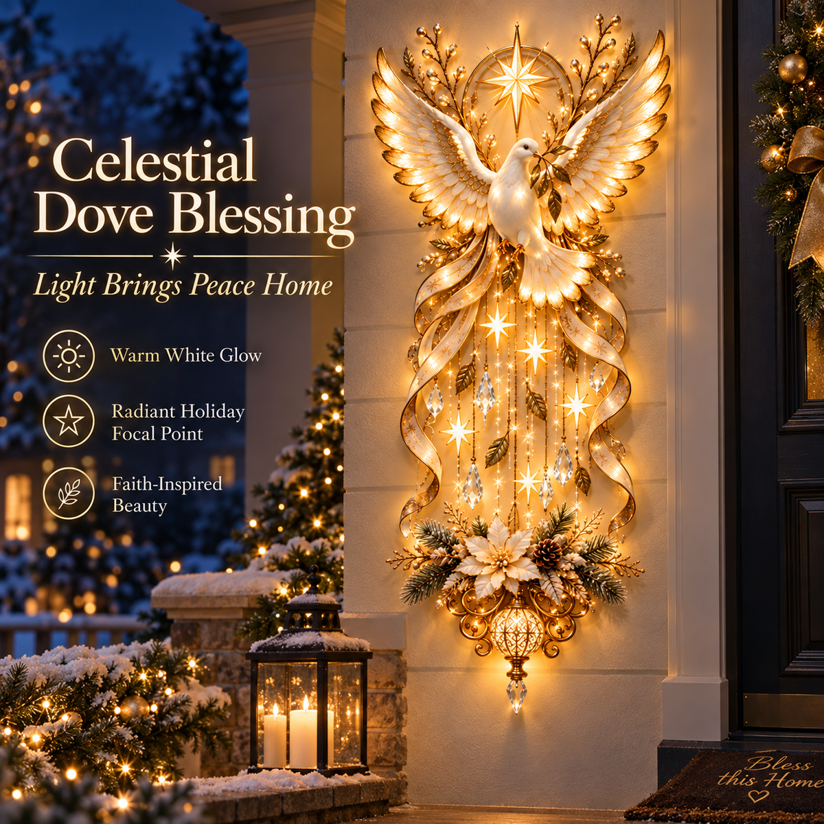 🔥Hot Sale 49% OFF✨ Celestial Dove Blessing Wall Light — Bring Peace, Hope & Christmas Joy Home 🕊️🎄