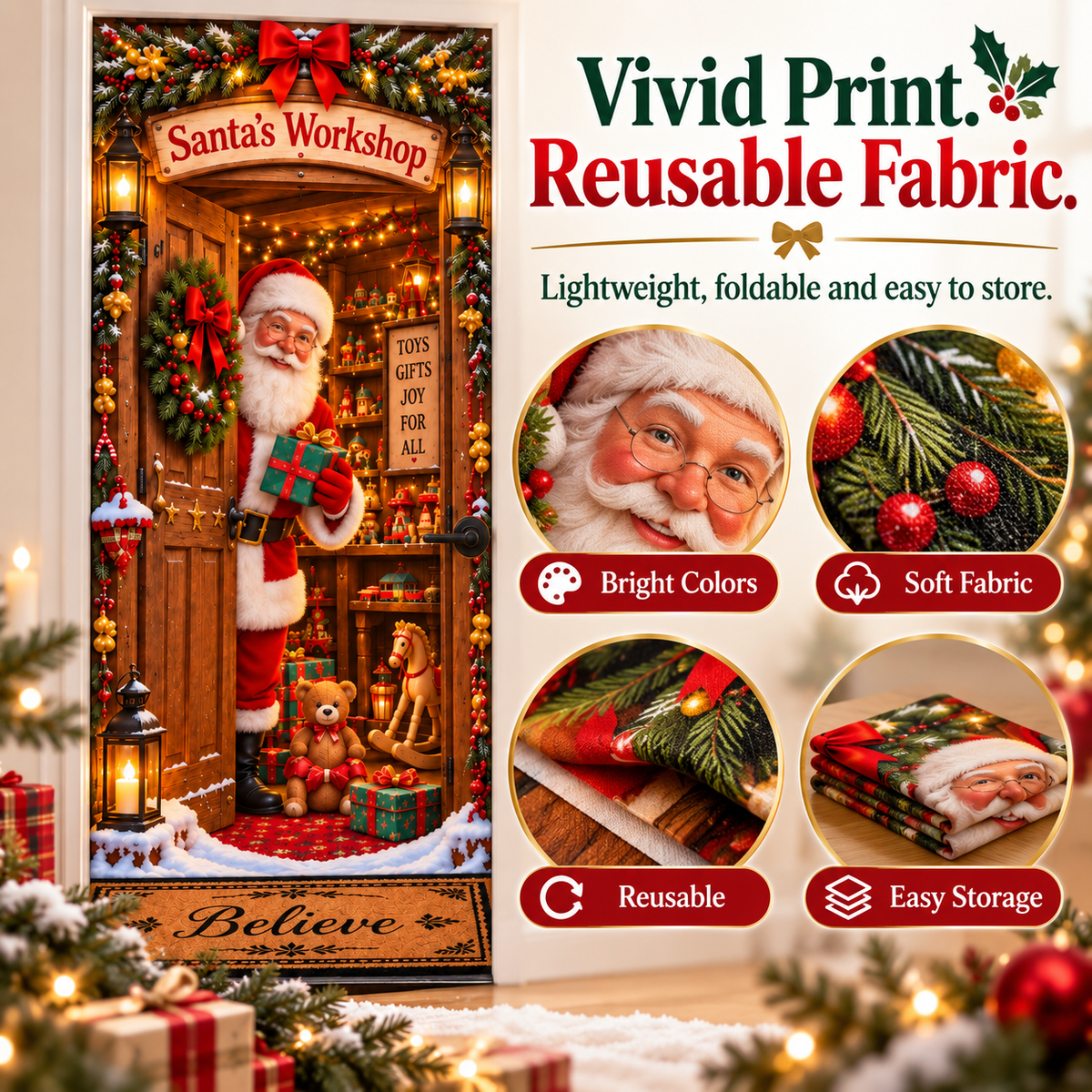 🎅Christmas Magic Door Portal™ – Life-Size Holiday Door Cover✈️