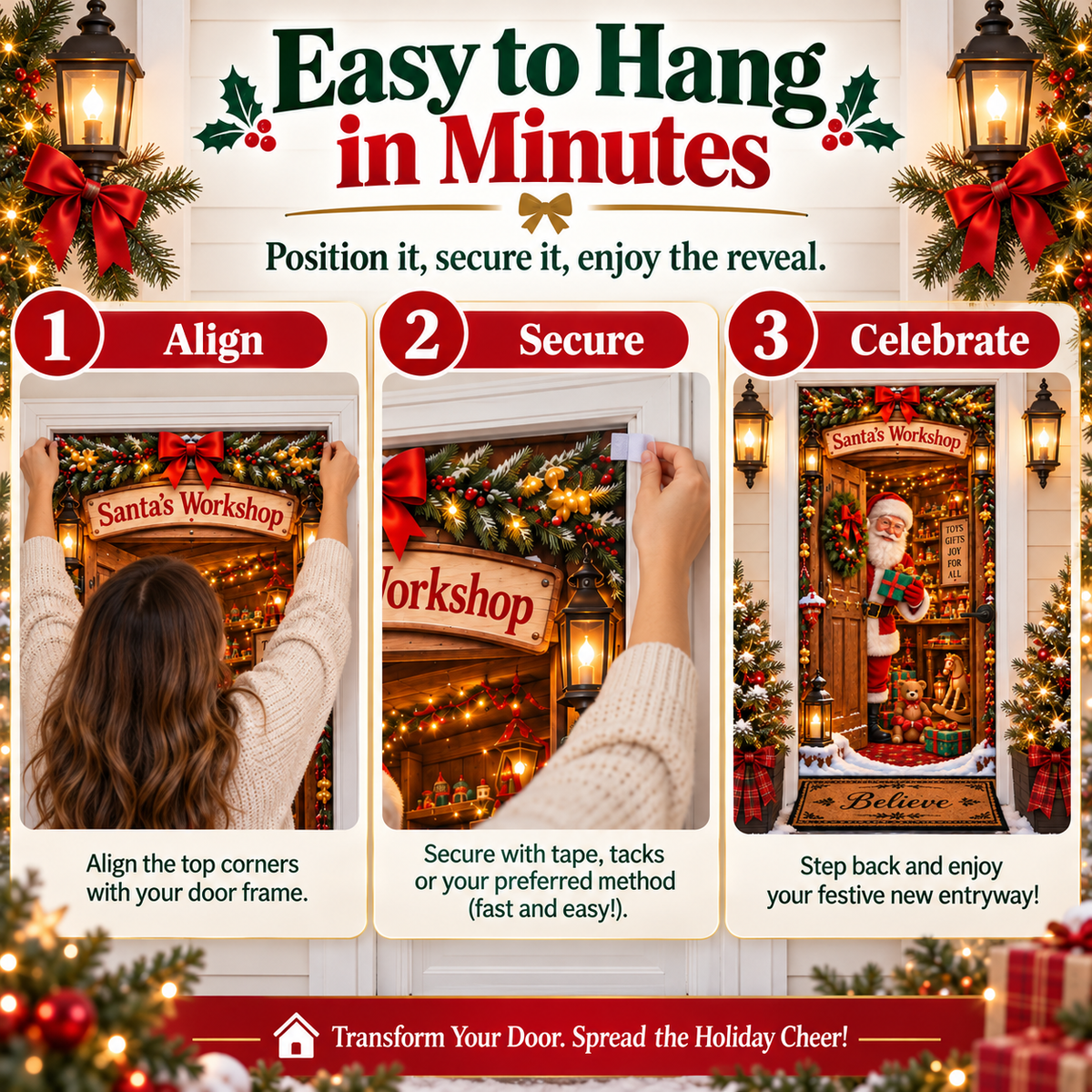 🎅Christmas Magic Door Portal™ – Life-Size Holiday Door Cover✈️