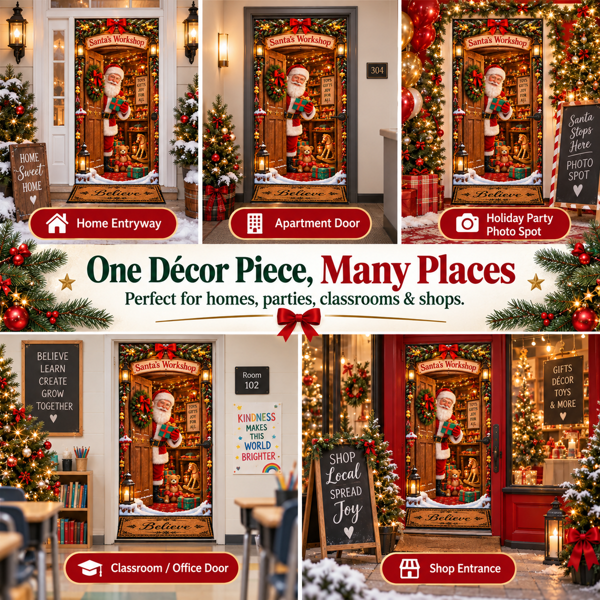 🎅Christmas Magic Door Portal™ – Life-Size Holiday Door Cover✈️