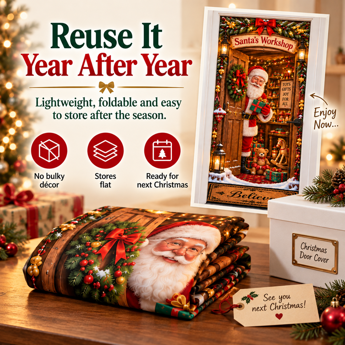 🎅Christmas Magic Door Portal™ – Life-Size Holiday Door Cover✈️