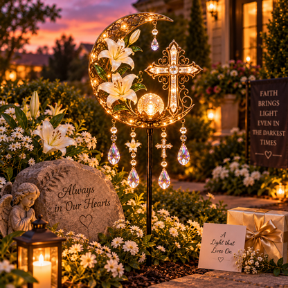 🔥Last Day 49% OFF🔥Cross & Lily Solar Garden Light™ | Christian Faith Garden Stake ✝️✨