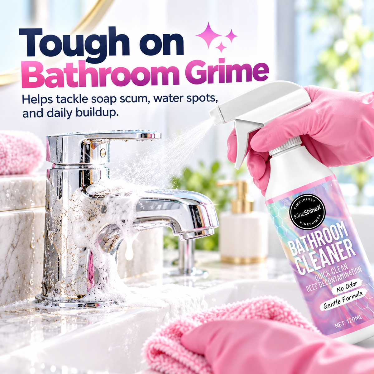 ✨ Bathroom Cleaner Spray – Quick Clean for Sinks, Tubs & Toilets 🚿