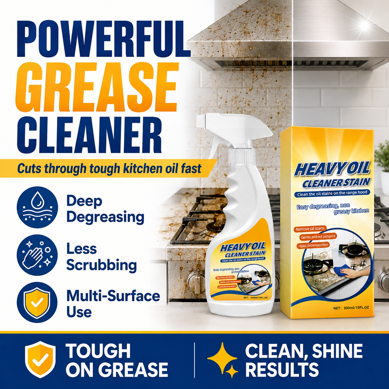 Heavy-duty kitchen grease cleaner spray