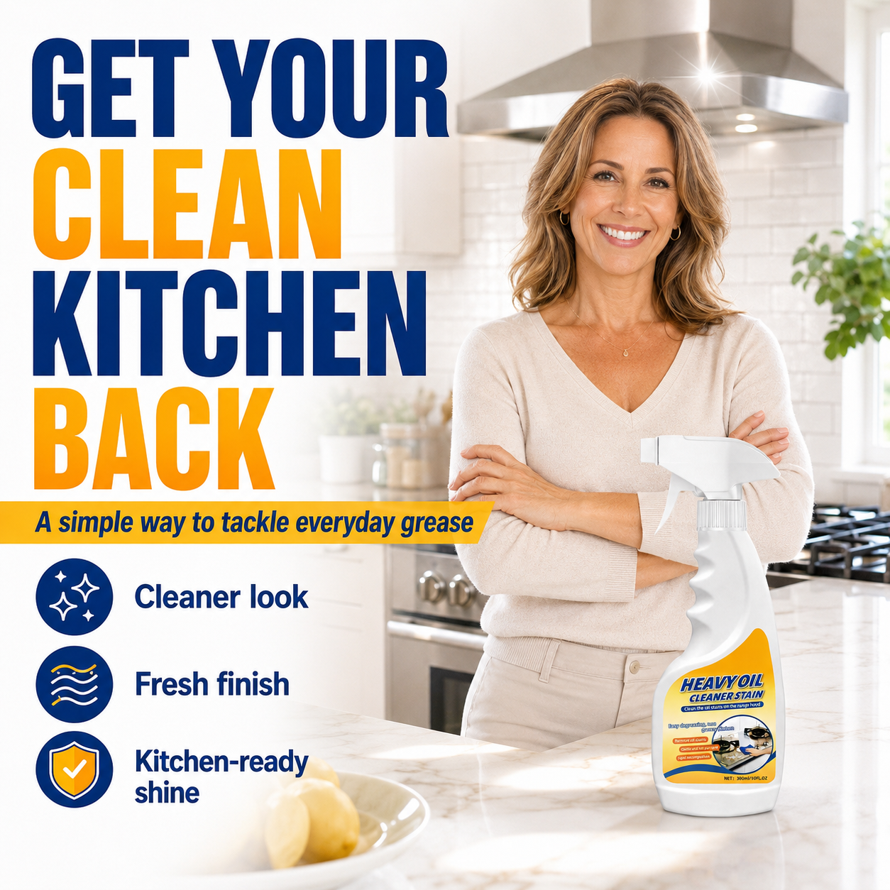 Clean fresh kitchen after degreasing