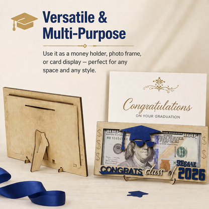 2026 Graduation Money Holder | Wooden Cash Gift Box – Unique Graduation Keepsake for High School or College Grad