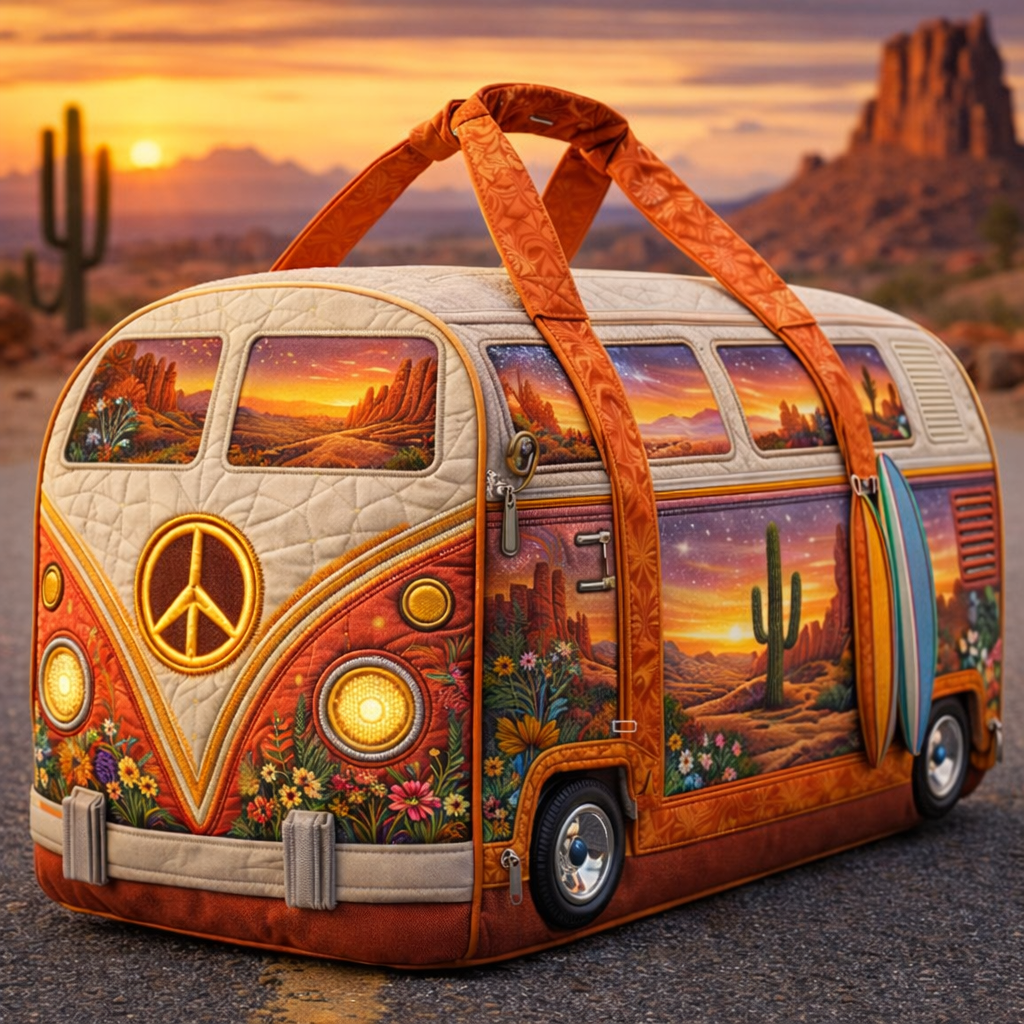 ✨🎒Hippie Van Quilted Duffle Bag