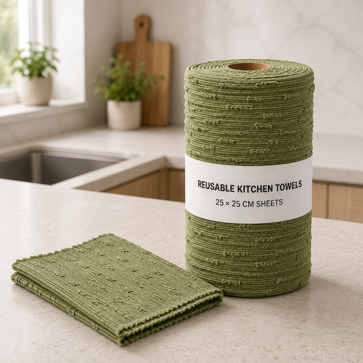 🌿 Reusable Bamboo Kitchen Towels – Tear, Wipe, Wash & Use Again⏳