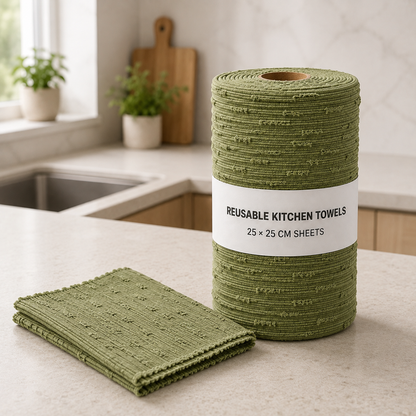 🌿 Reusable Bamboo Kitchen Towels – Tear, Wipe, Wash & Use Again⏳