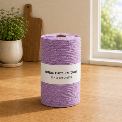 🌿 Reusable Bamboo Kitchen Towels – Tear, Wipe, Wash & Use Again⏳