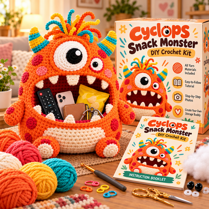 🔥 Last Day 49% OFF-Clutter Munchers Hungry Monster DIY Crochet Storage Buddies 👾🧶