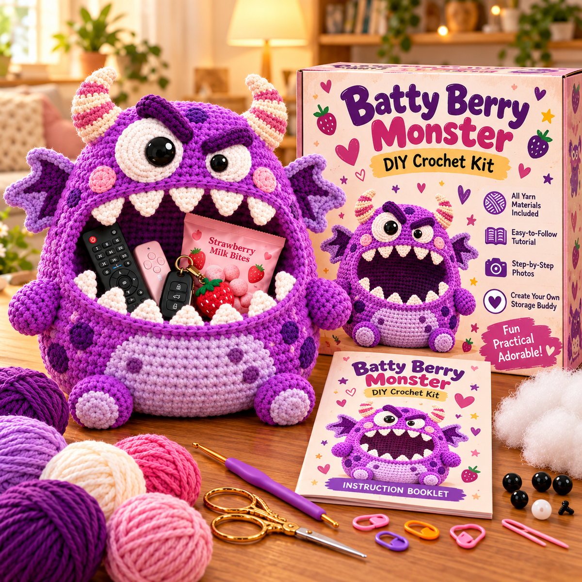 🔥 Last Day 49% OFF-Clutter Munchers Hungry Monster DIY Crochet Storage Buddies 👾🧶