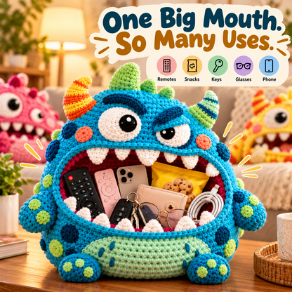 🔥 Last Day 49% OFF-Clutter Munchers Hungry Monster DIY Crochet Storage Buddies 👾🧶