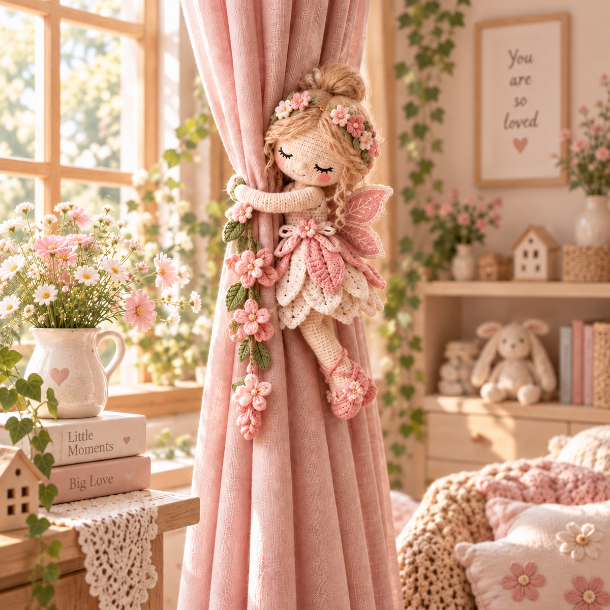 🧚✨ Fairy Hug Crochet Curtain Tiebacks – Whimsical Fairy Window Decor, Handmade Charm & Unique Gift Idea 🎁