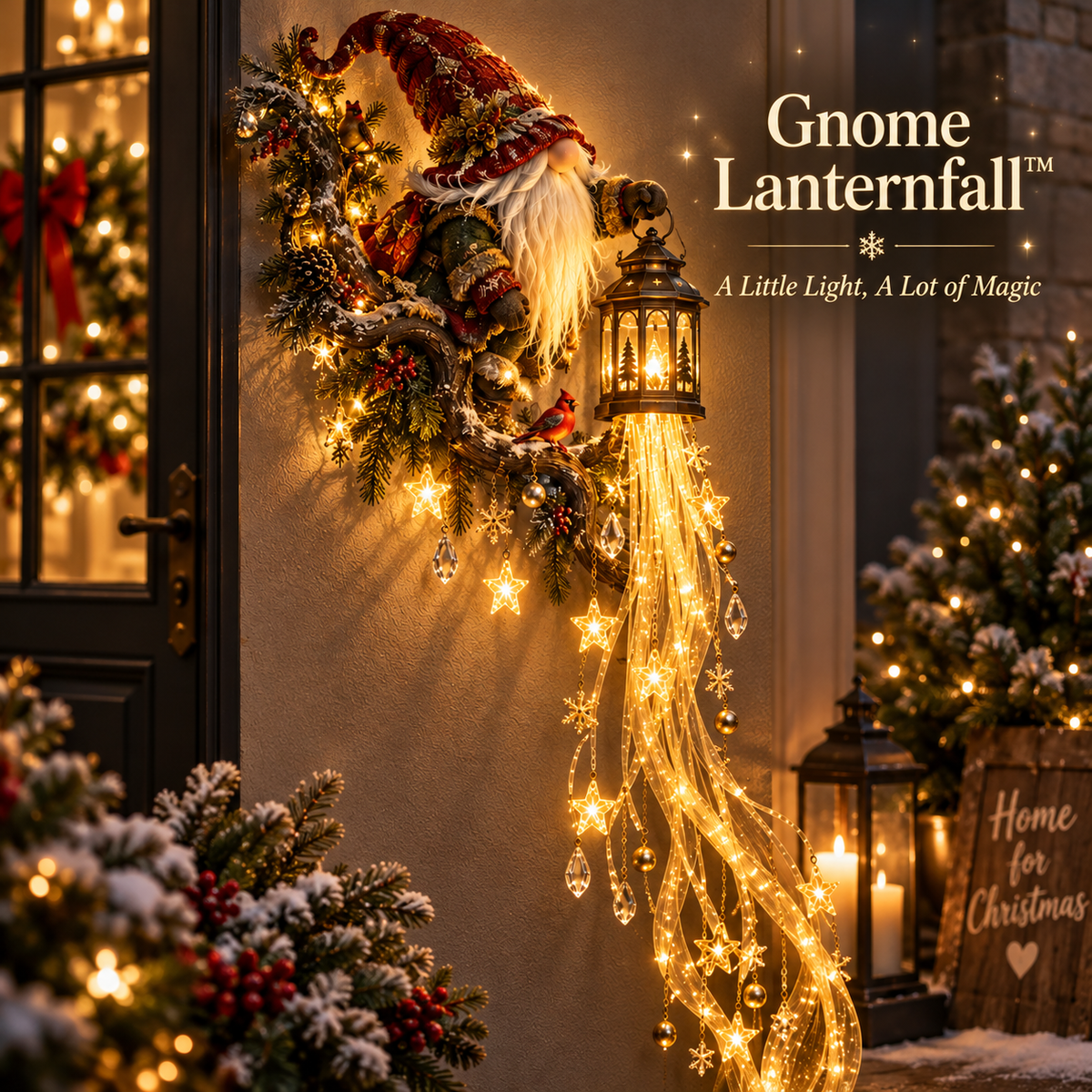 🔥 Last Day 49% OFF🎄 Gnome Lanternfall Wall Light™ – Long Cascading Christmas Wall Decor 🏮