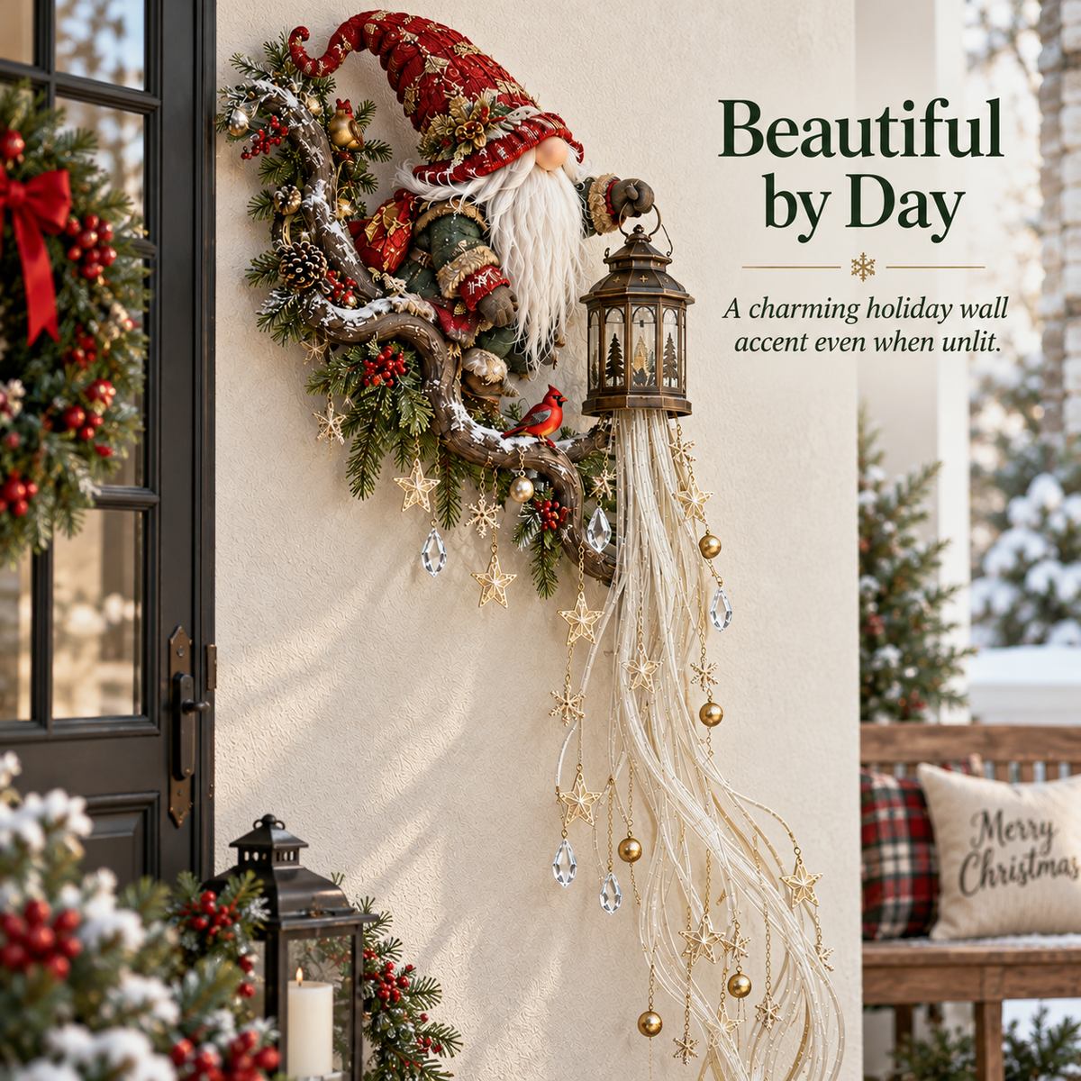 🔥 Last Day 49% OFF🎄 Gnome Lanternfall Wall Light™ – Long Cascading Christmas Wall Decor 🏮