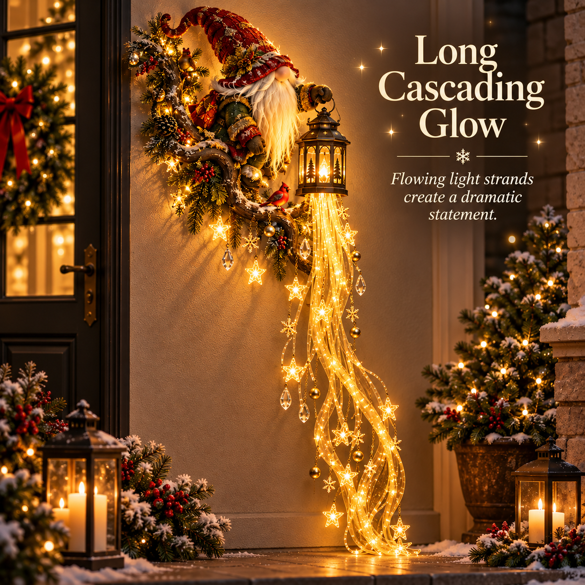 🔥 Last Day 49% OFF🎄 Gnome Lanternfall Wall Light™ – Long Cascading Christmas Wall Decor 🏮