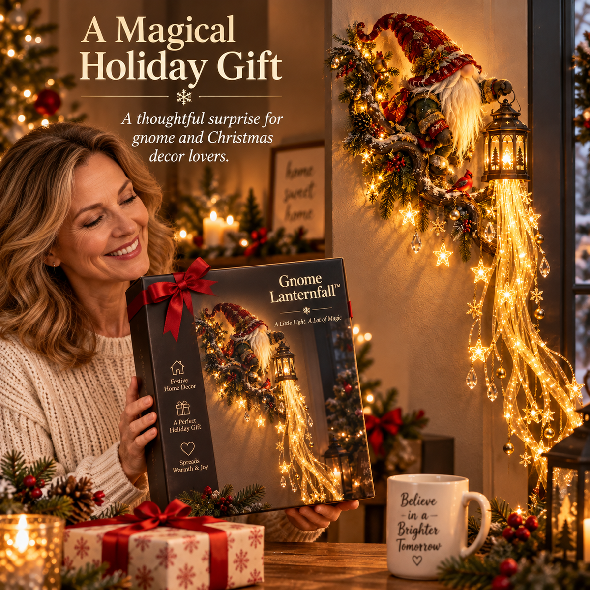 🔥 Last Day 49% OFF🎄 Gnome Lanternfall Wall Light™ – Long Cascading Christmas Wall Decor 🏮