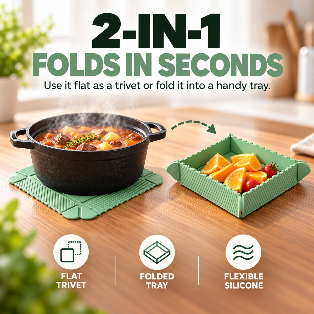 🔥 2-in-1 Magnetic Heat-Resistant Pot Mat & Tray 🛒