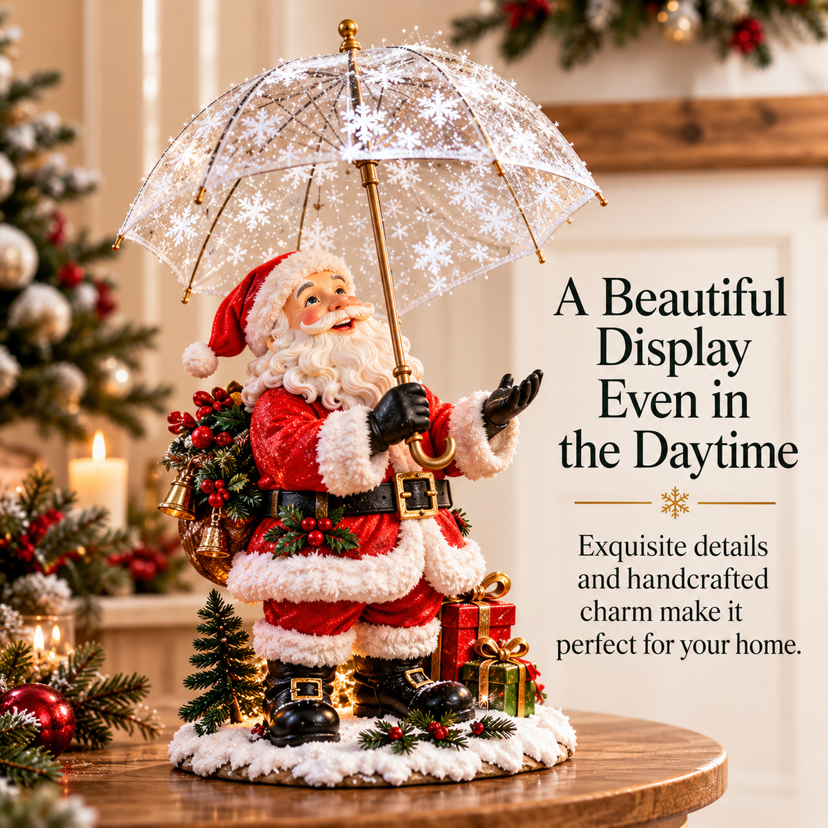 🎅✨Last Day 49% OFF✨❄️ Santa’s Magical Snowfall Umbrella™ – Lighted Christmas Tabletop Decor