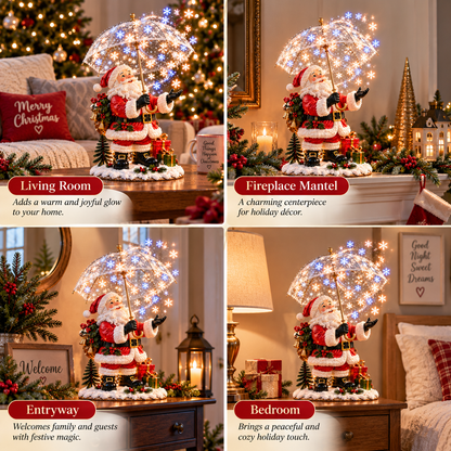 🎅✨Last Day 49% OFF✨❄️ Santa’s Magical Snowfall Umbrella™ – Lighted Christmas Tabletop Decor