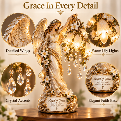 ✨ Angel of Grace™ Lighted Lily Crystal Blessing Lamp – Christian Faith Gift 🙏
