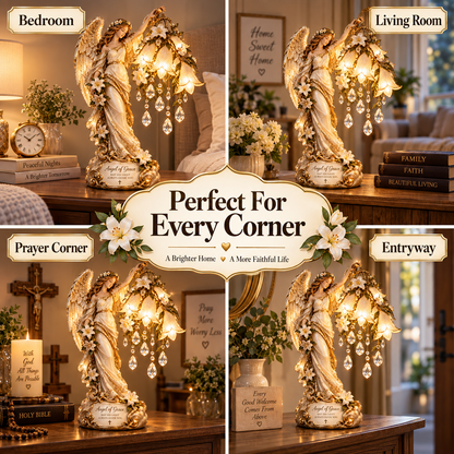 ✨ Angel of Grace™ Lighted Lily Crystal Blessing Lamp – Christian Faith Gift 🙏