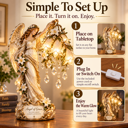 ✨ Angel of Grace™ Lighted Lily Crystal Blessing Lamp – Christian Faith Gift 🙏