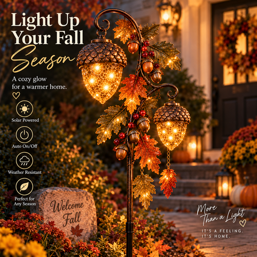 ✨ Last Day 49% OFF✨🍁 Autumn Acorn Glow™ – Solar Double Acorn Garden Stake Light
