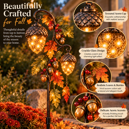 ✨ Last Day 49% OFF✨🍁 Autumn Acorn Glow™ – Solar Double Acorn Garden Stake Light