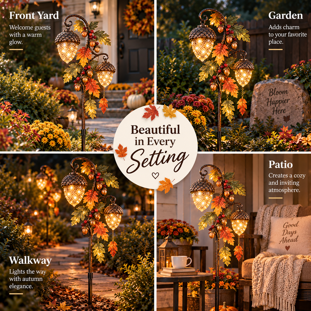 ✨ Last Day 49% OFF✨🍁 Autumn Acorn Glow™ – Solar Double Acorn Garden Stake Light