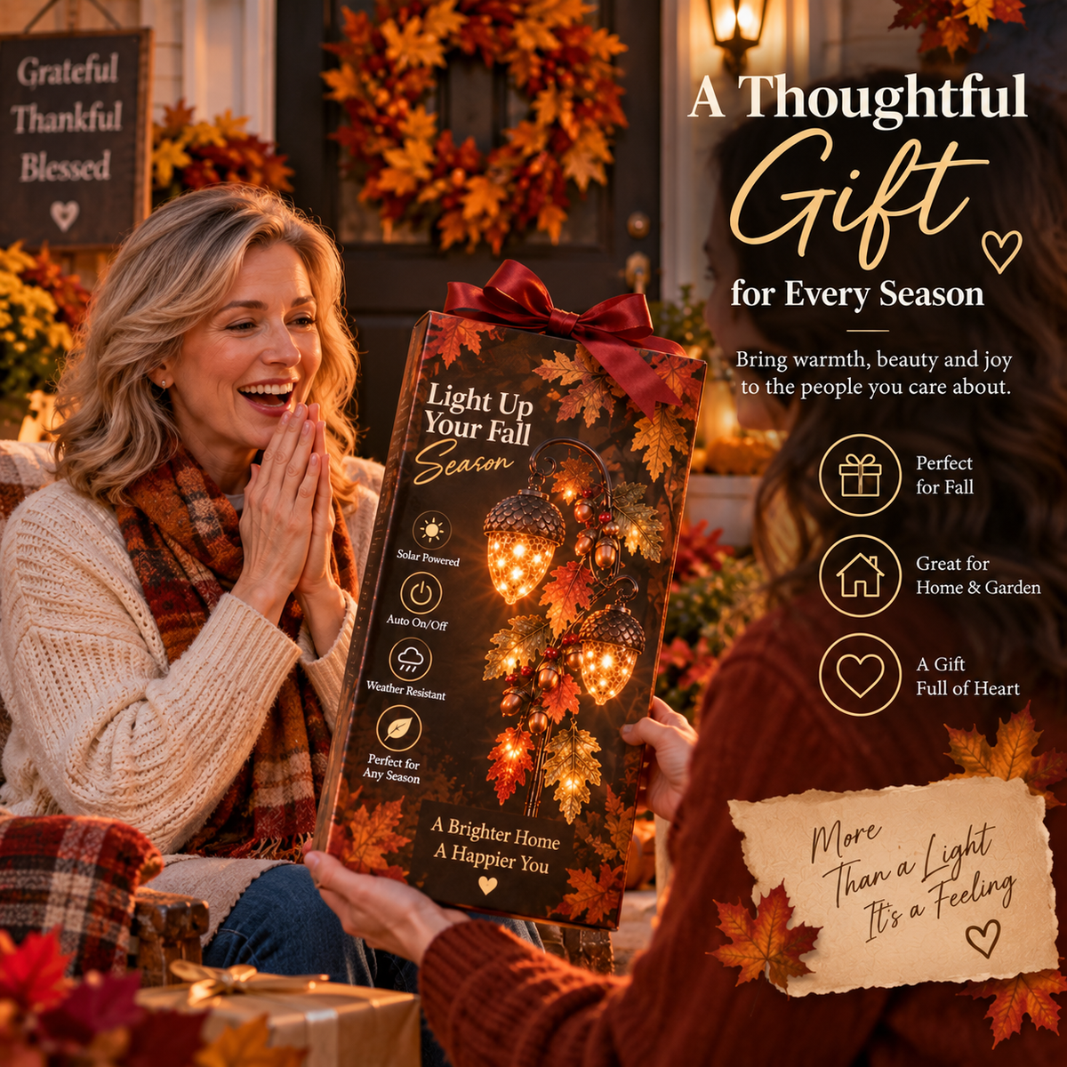 ✨ Last Day 49% OFF✨🍁 Autumn Acorn Glow™ – Solar Double Acorn Garden Stake Light