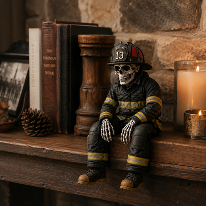 Firefighter Skeleton Shelf Sitter