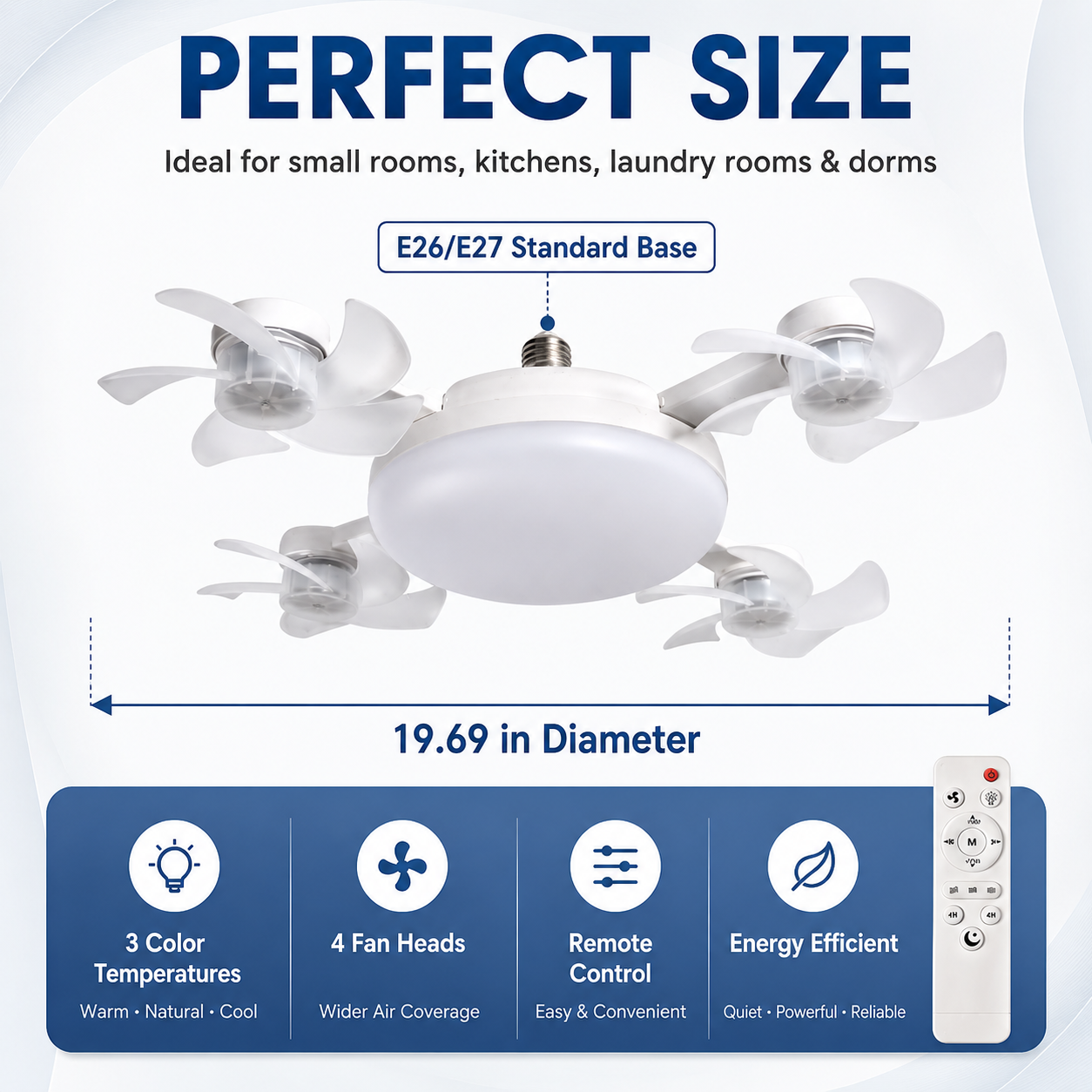 🌬️ SUMMER SALE 50% OFF 💡No-Wiring Ceiling Fan Light with Remote Control